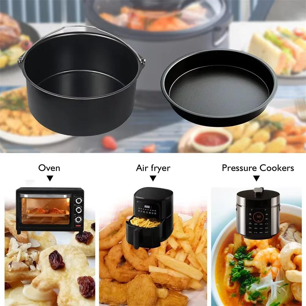 6/7/8/9 Inch Round Cake Mold Carbon Steel Air Fryer Pot Air Fryer Baking Pan Set Roast Chicken