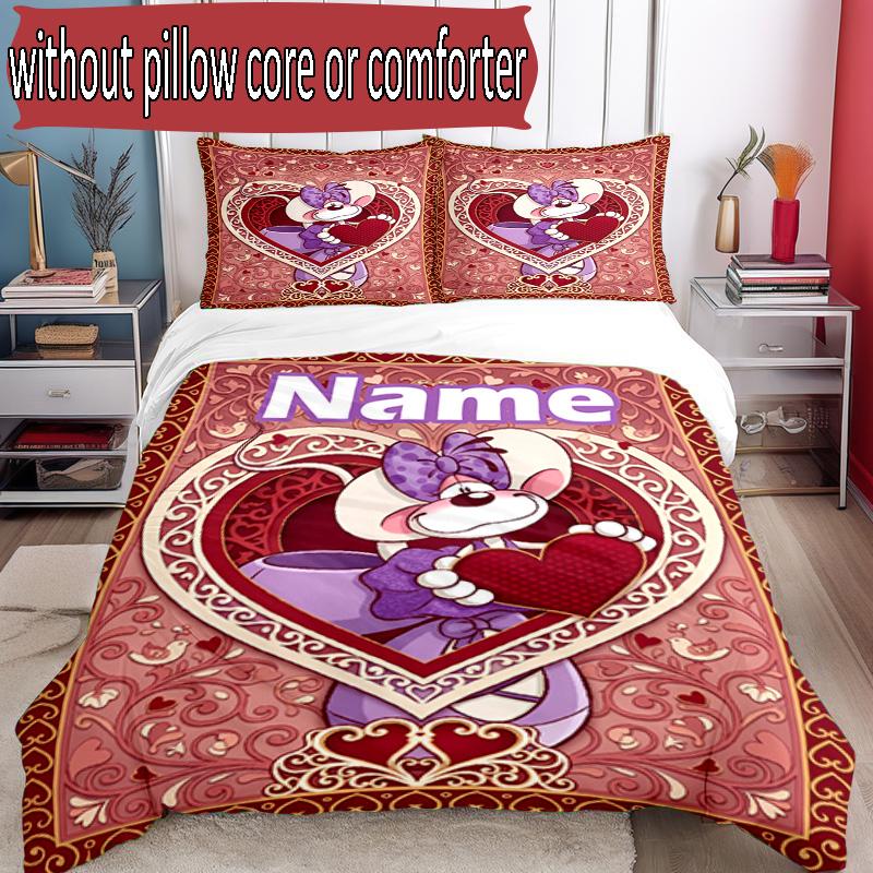 3pcs Duvet Cover Set (1*Duvet Cover + 2*Pillowcase, Without Core), Custom Name Diddl Pattern Bedding Set, Home Bedroom Decor Gift