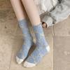 Floral Embossment Socks Women Autmn Winter Japanese Style Vintage Cotton Long Socks Harajuku Retro Streetwear Middle-tube Socks