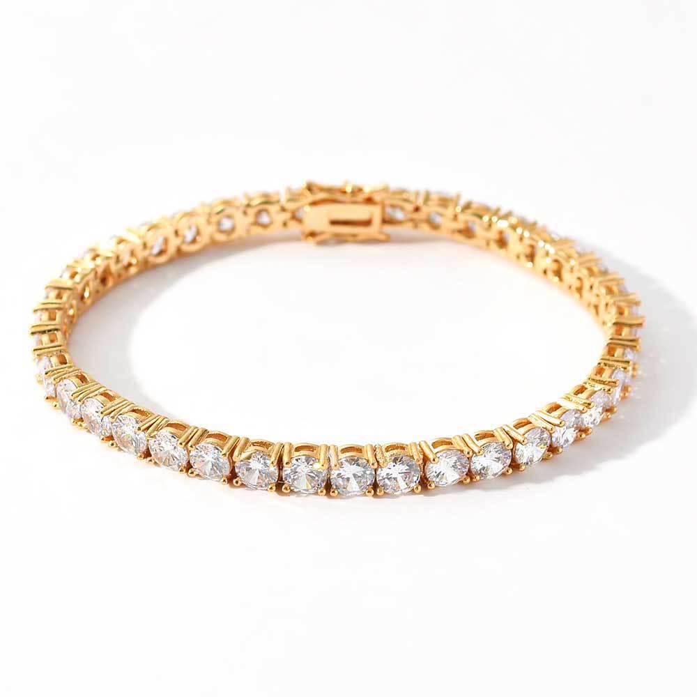Trendy 18K Gold-Plated Zircon Tennis Bracelet for Men – Hip-Hop Style