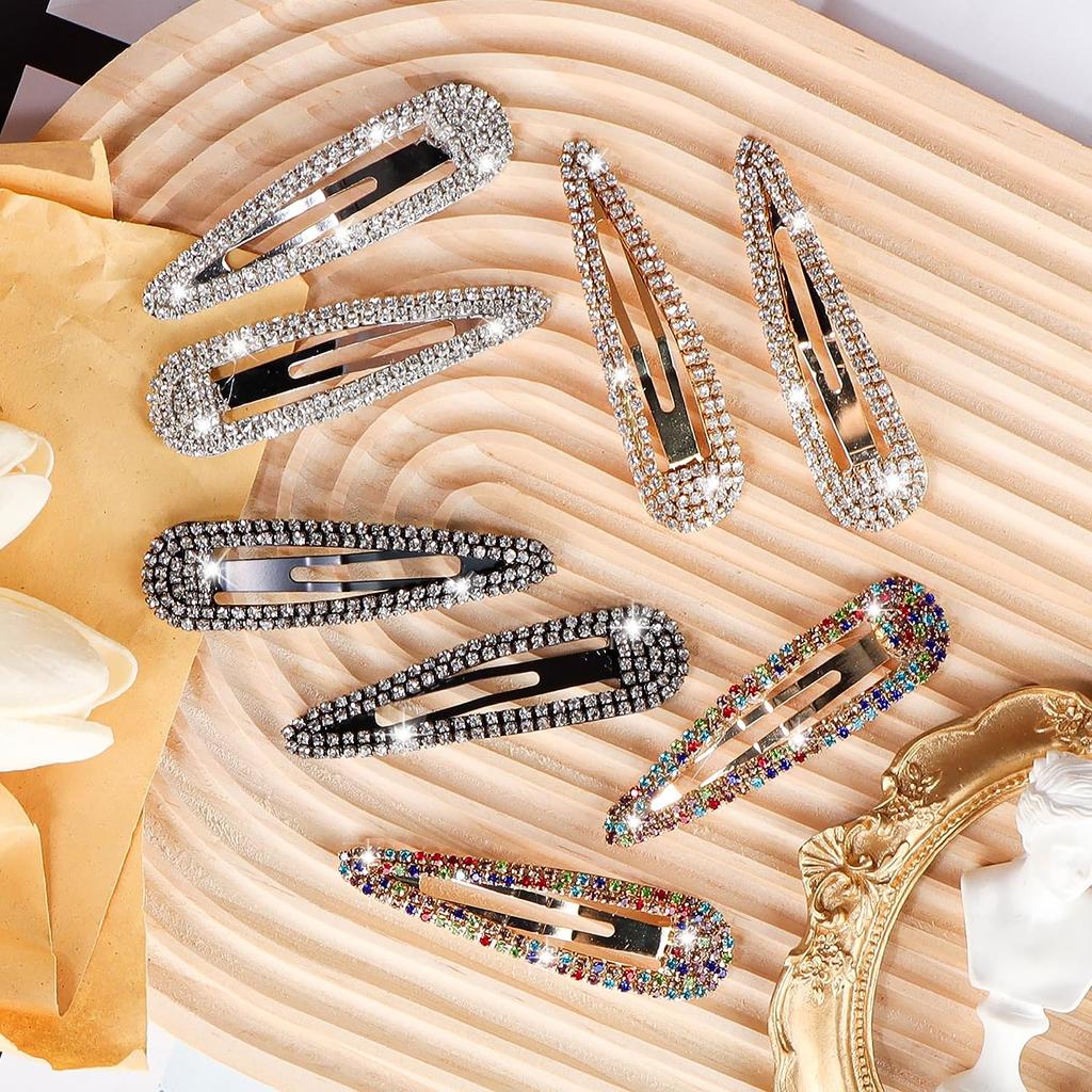 1PCS Rhinestone Hair Clips Water Drop Crystal Hair Barrettes Bling Hairpins Glitter Hair Accessories For Women Girls