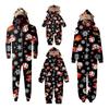 Christmas Print Family Matching Hooded Long Sleeved Zippered Jumpsuit Set