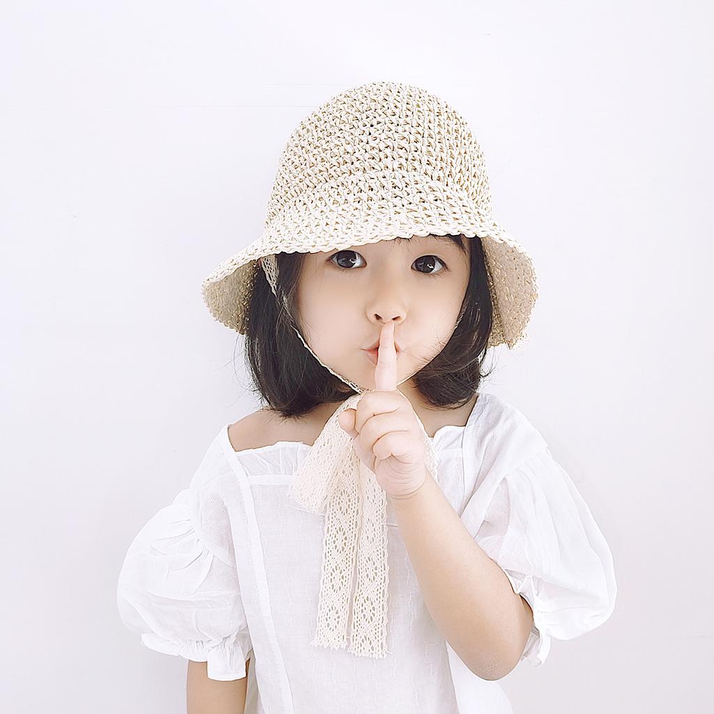 1PC Fashion Lace Baby Hat Summer Straw Bow Baby Girl Cap Beach Children Panama Hat Princess Baby Hats and Caps for Kids