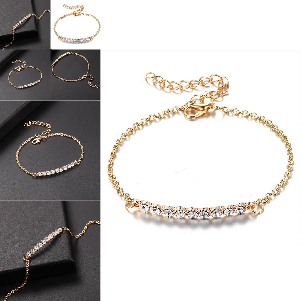 Stylish Women's Rhinestone Bracelet With Gold Plated Chain And Classic Look
