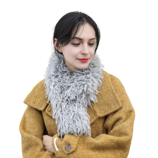 Plush Scarf with Magnetic Design Solid Color Women Thickened Warm Scarf Coat Accessory Daily Commuting Wear