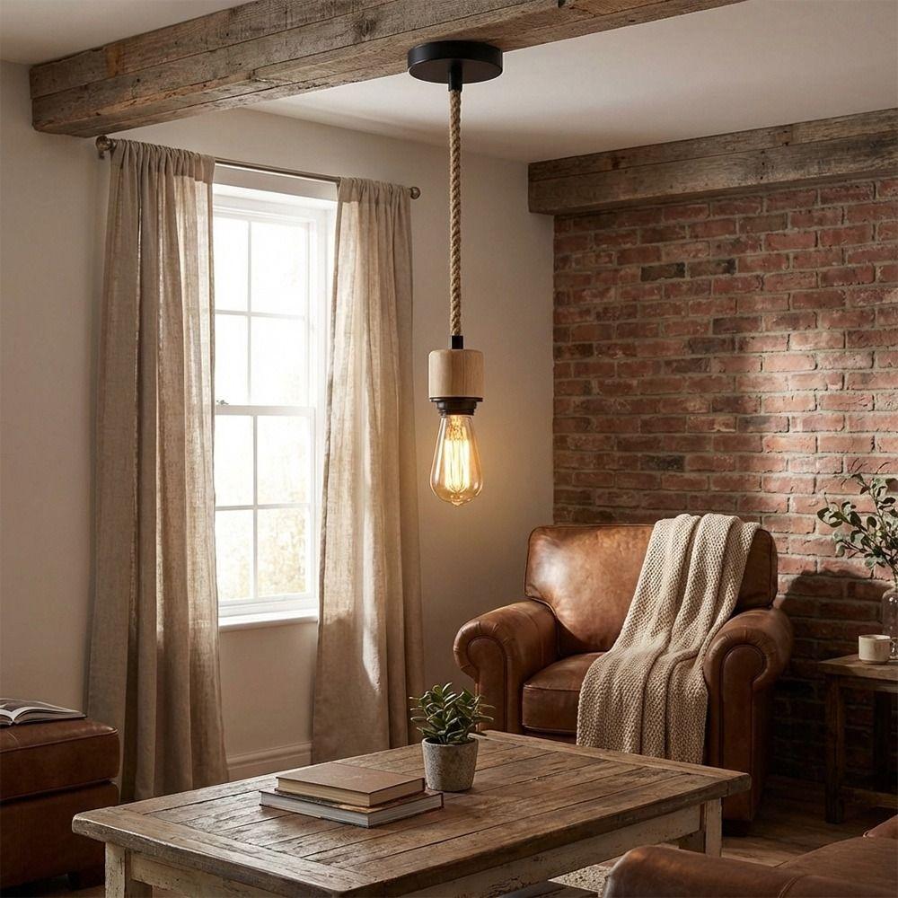New Solid Wood E27 Lamp Holder Adjustable Wire Hanging Pendant Lamp DIY Accessories Screw Lampshade Base