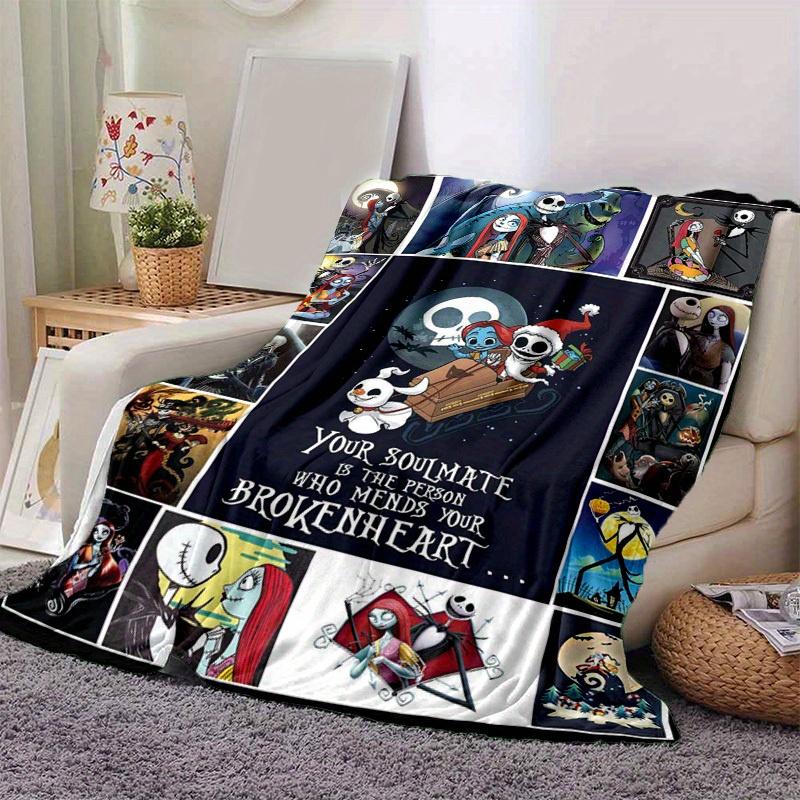 1pc. Nightmare Before Christmas Jack Skellington Sally Romantic Love Blanket, Seasonal Home Decor Gift for Couples, Room Decoration, Cozy Th