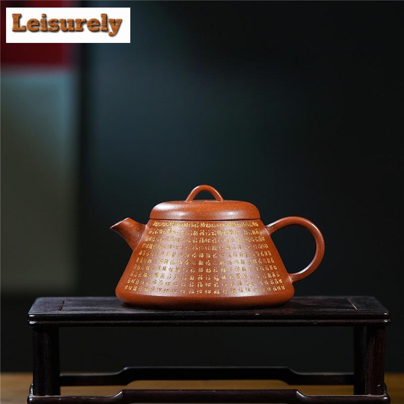 Чайник из фиолетовой глины Исин объемом 300 мл, ручной работы, с ложкой-горшком «Сто удач», сырой рудный красный глиняный чайник для заваривания чая, заварник для чая «Цзыша»