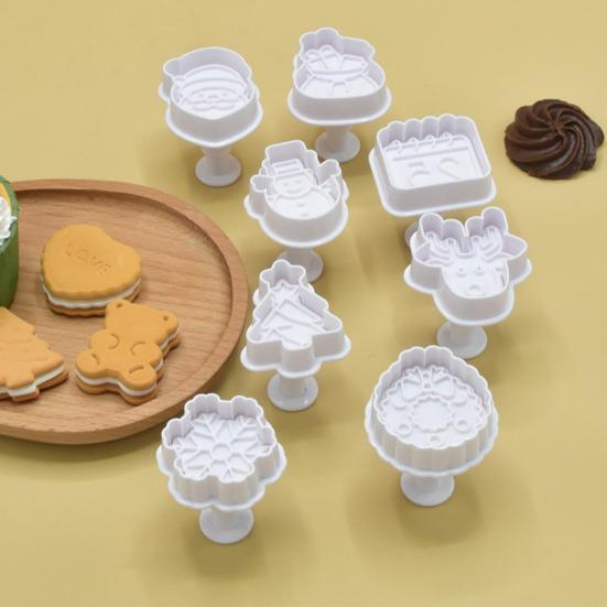 Набор из 8 рождественских формочек для печенья, милый Санта-Клаус, снеговик, снежинка, многоразовые вафельные штампы без бисфенола А для выпечки тортов и пирожных своими руками
