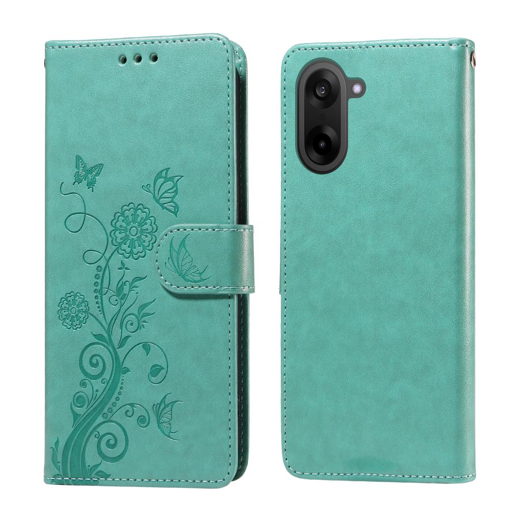 For OnePlus Ace 5 Racing 5G/OnePlus Nord CE5 5G Leather Case Butterfly Floral Imprint Wallet Stand Cover