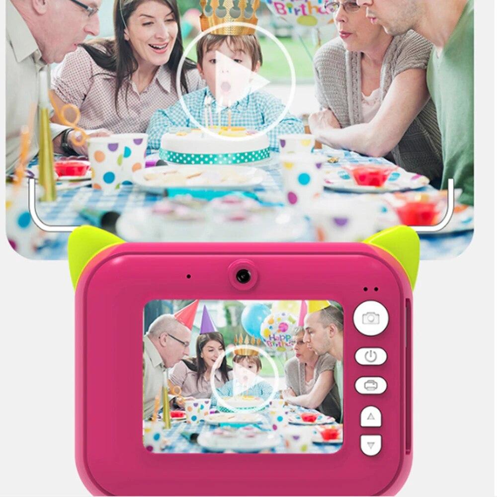 Детская камера с мгновенной печатью, детская камера, цифровая камера 1080P HD с 3 рулонами фотобумаги, макс. 32 ГБ, детская игрушечная камера на день рождения