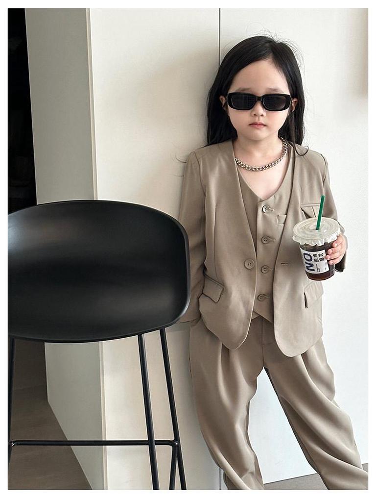 Осень 2025 Девочки Костюм-конфетка из 3 предметов - Блейзер в корейском стиле