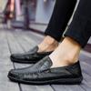 Кожаные мужские повседневные туфли, мужские настоящие туфли, мужские дышащие черные туфли для вождения, большие размеры 37-47