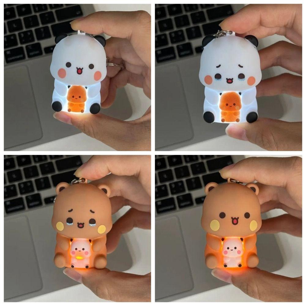 Милый мишка и панда голосовая игрушка брелок с любовными сообщениями и ночником