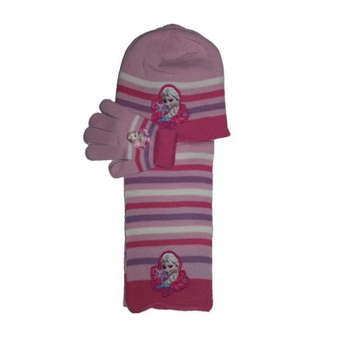 Pink Frozen Hat Gloves Scarf Set