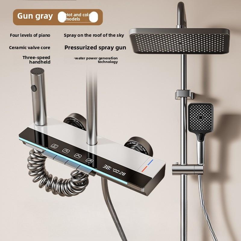 Душевой набор 4 в 1 из нержавеющей стали, в виде клавиш пианино, система душа с умным контролем температуры, бытовой душевой набор для ванной комнаты