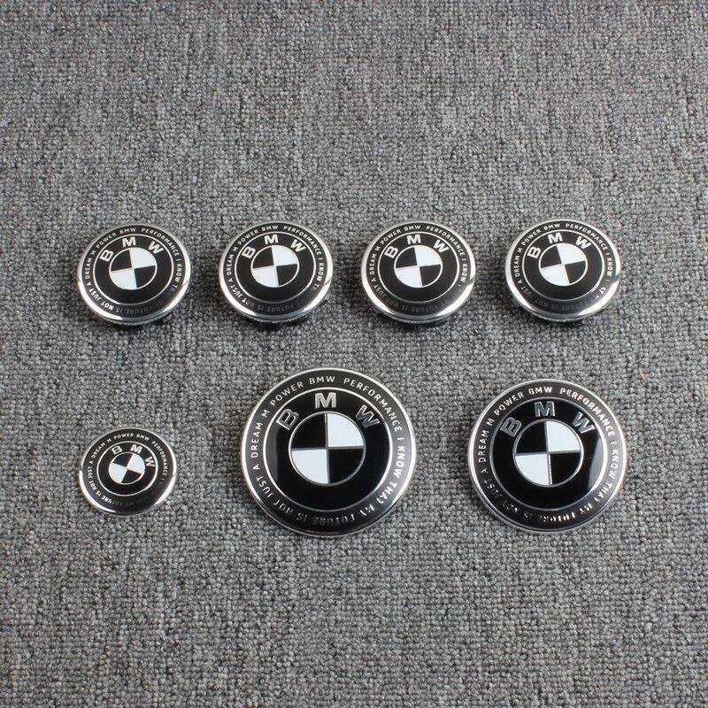 TWDG8 7Pcs 82mm 74mm 60mm 45mm Used For The 50th Anniversary Of BMW/new Black And White Badge ABS Badge For Wheel Rim And Hub Cap