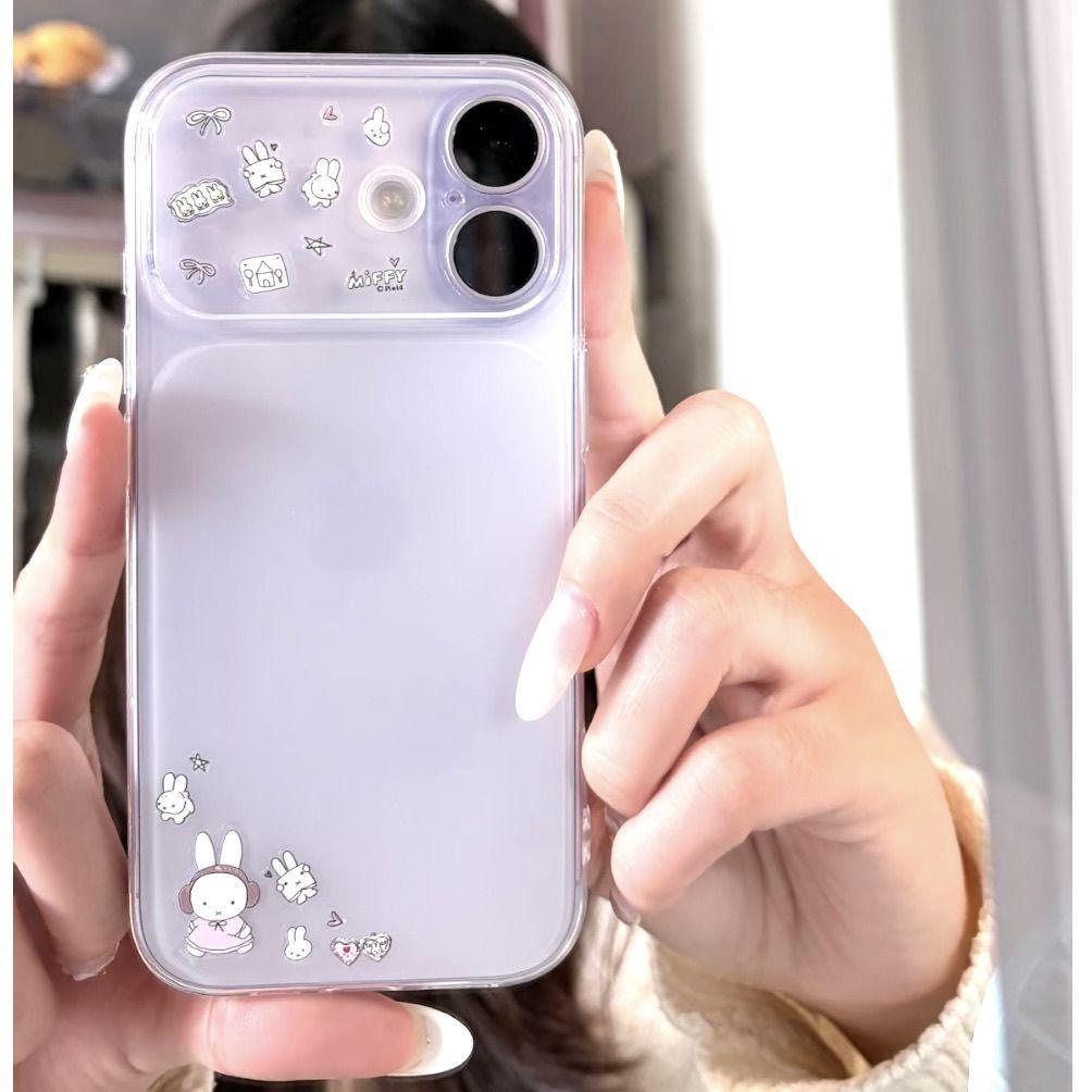 Милый чехол для телефона в стиле Инстаграм с кроликом Миффи для 17 Pro Max, 16, 15 Pro и 14 - Простой и очаровательный дизайн