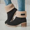 Women's Winter Mid-Calf Boots with Thick Heels and Lamb Wool Lining, Warm and Versatile Snow Boots