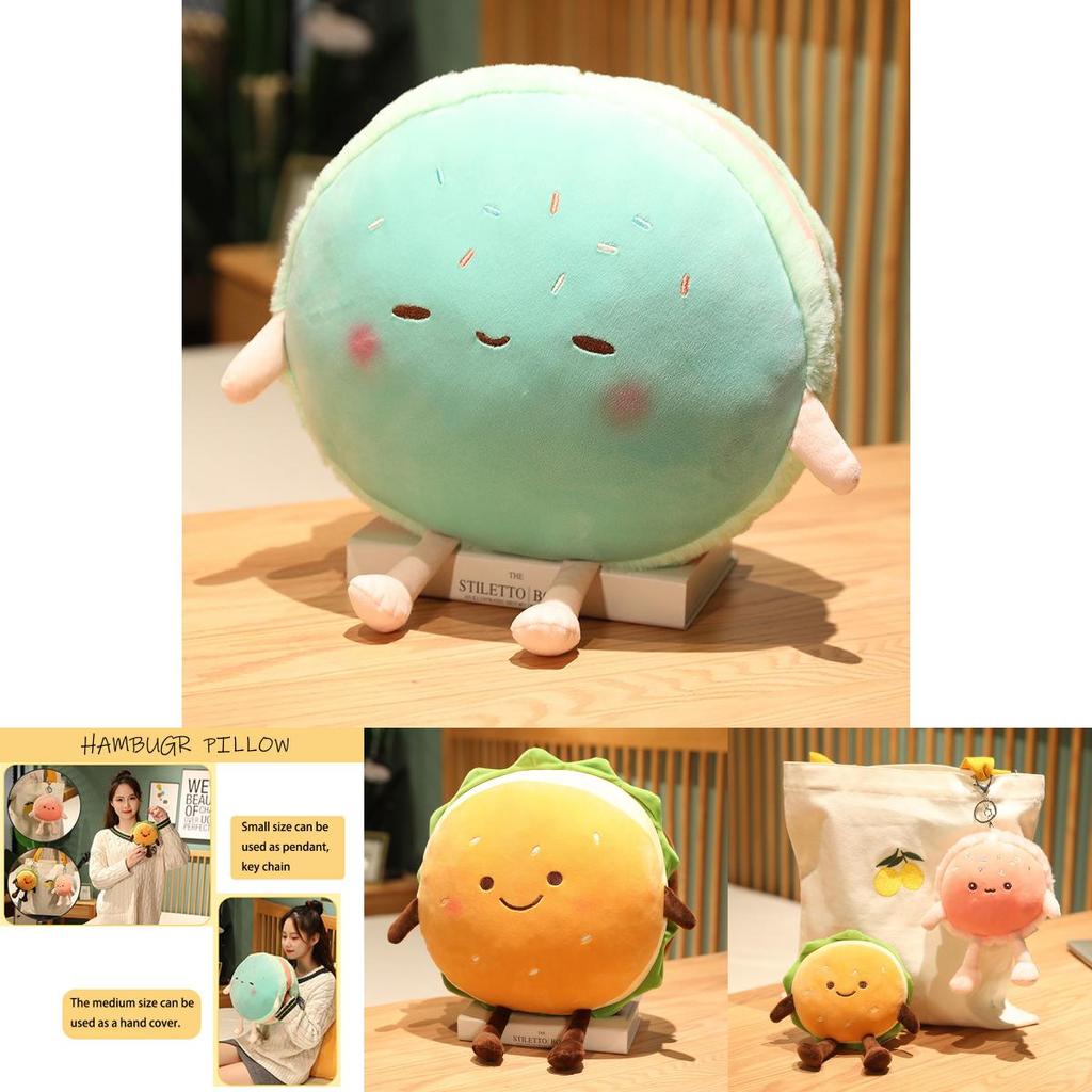 Cartoon Hamburger Plush Cushion With Short Plush Material For Home Decor And Comfort