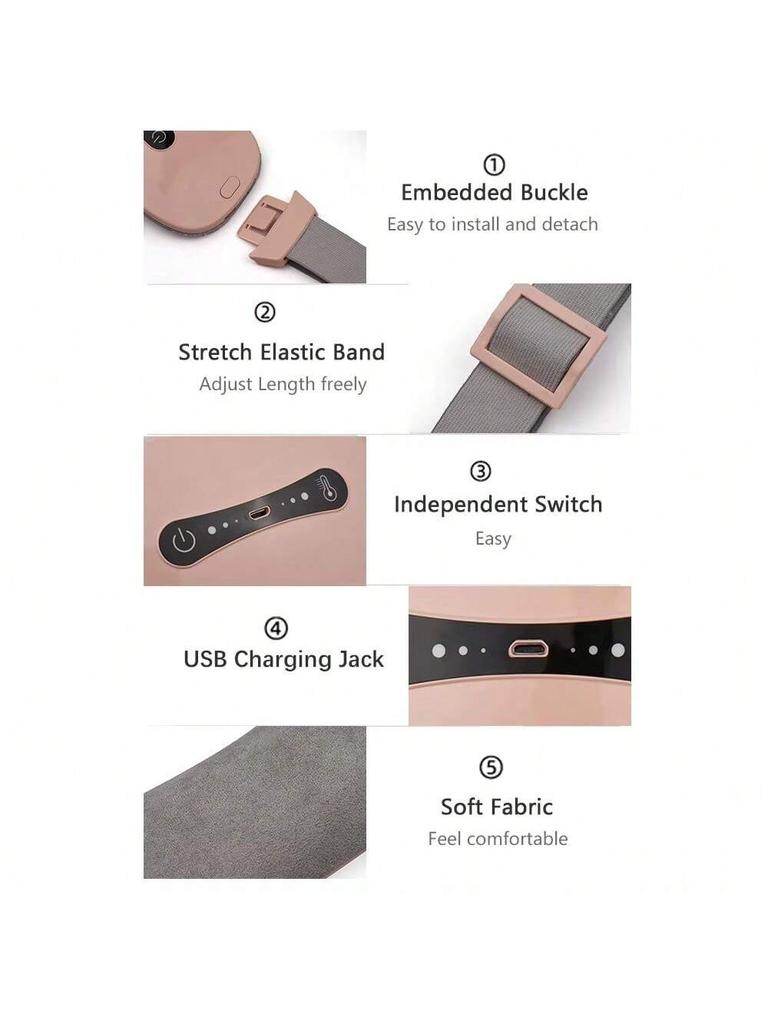 Грелка для менструации, портативная, с USB-кабелем, беспроводная, с 3 уровнями нагрева и 3 режимами вибрационного массажа для снятия боли в спине и животе