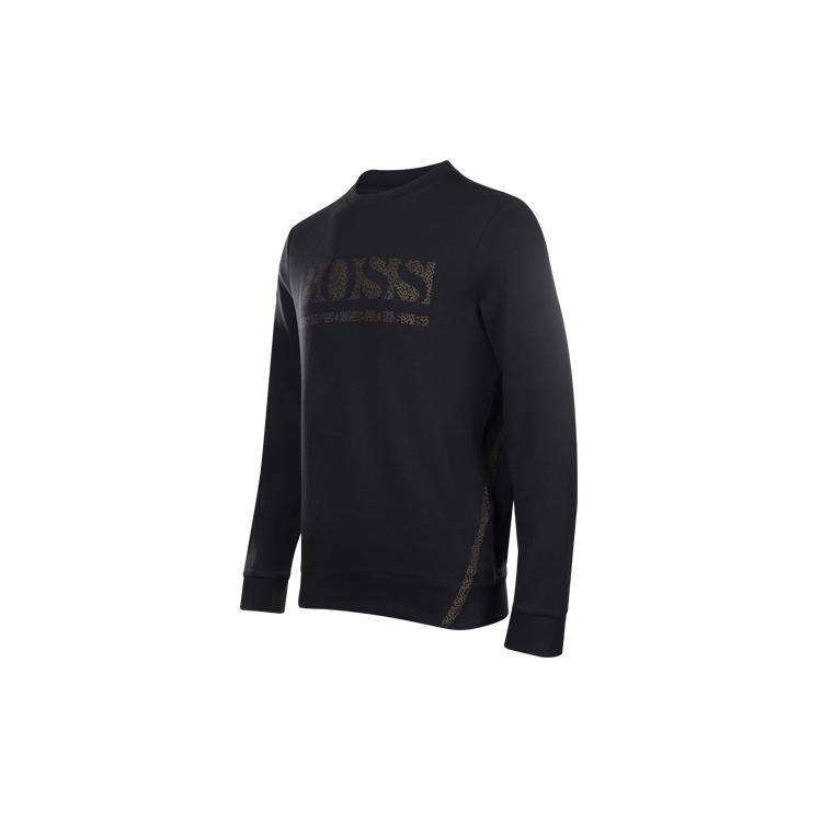 HUGO BOSS Men Slim-fit Crewneck Salbo Iconic Sweatshirt Black 50456419-001
