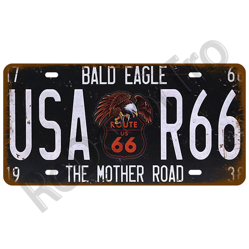 Garage Car Retro Route 66 Tinplates Plate Metal Sign Posters On The Wall Tin Sign Vintage Poster Home Decor Art Room Decoration