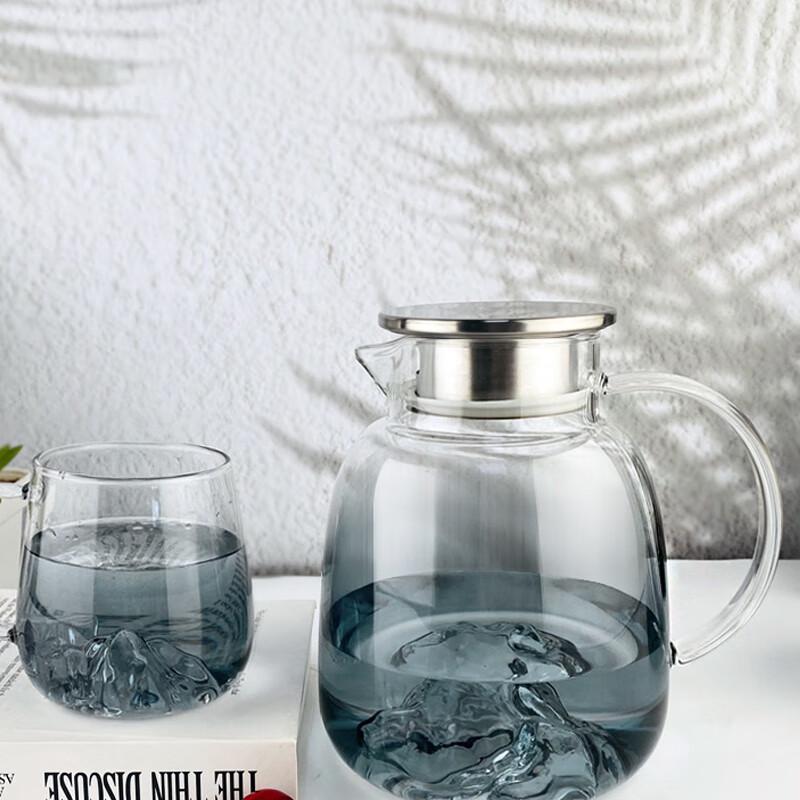 Grey Gradient Glass Cold Water Pitcher with Infuser