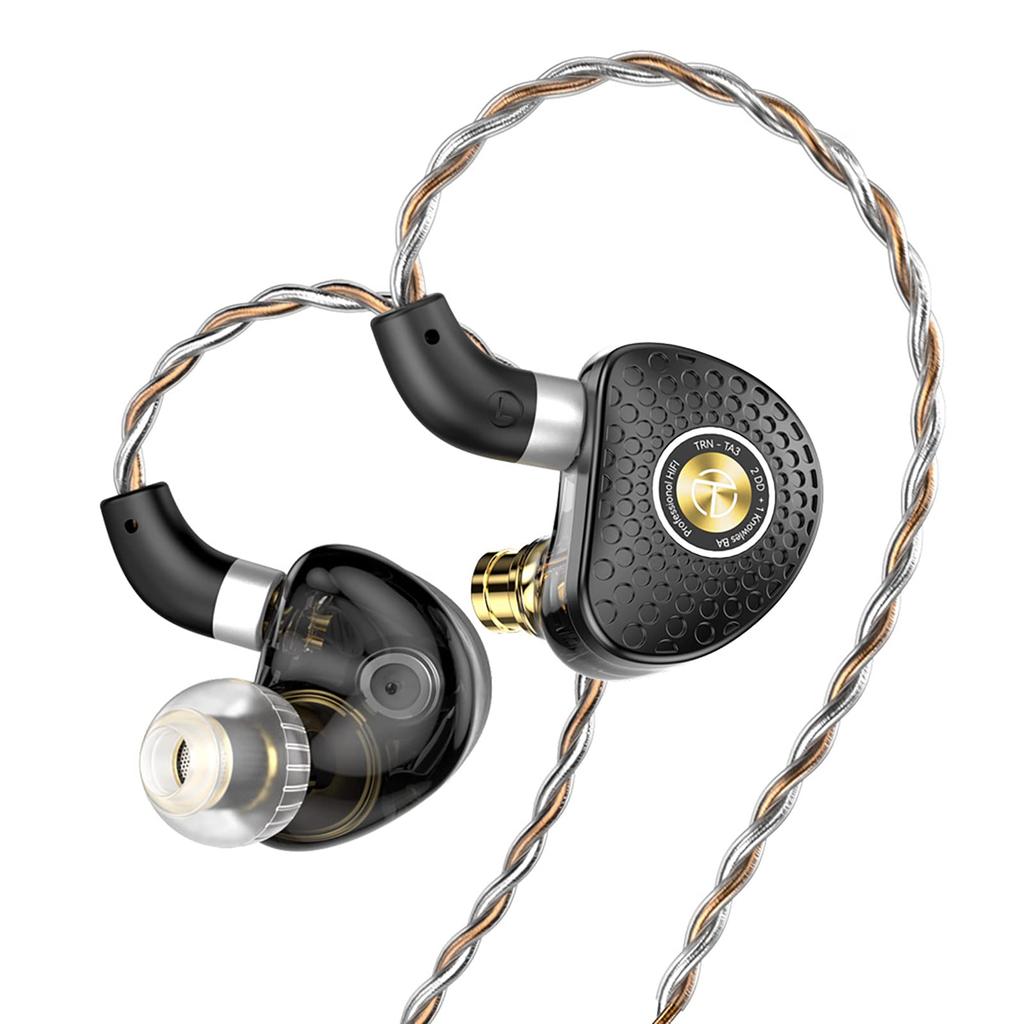LINSOUL TRN TA3 2DD+1BA Hybrid HiFi Dynamic Earphones with Closed-Back Design, Re-cableable, 3.5mm Stereo Plug (10mm Bass + 6mm Mid-Treble),