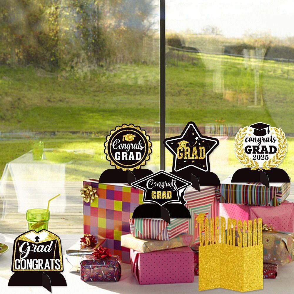 Черно-золотой выпускной настольный орнамент Поздравляю выпускника GRAD Тема Декор Одноклассники