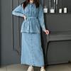 Women's Denim Casual Long Sleeve Top & Skirt Set Female Clothes Temperament Commuting Women Fashion Skirts Sets Outfits