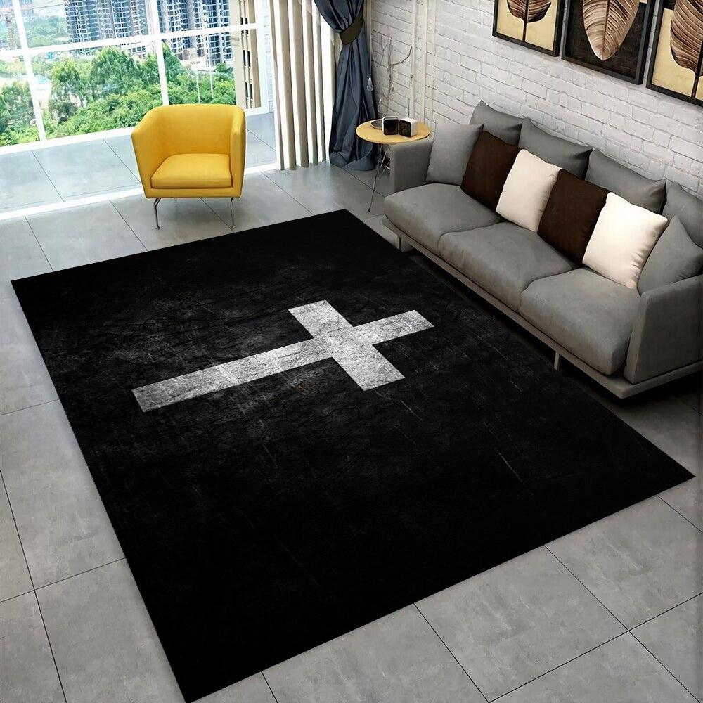 Коврик для молитвы с библейским крестом Иисуса, ковер для дома, гостиной, спальни, дивана, коврик для двери, декор для детской игры, нескользящий напольный коврик, подарок