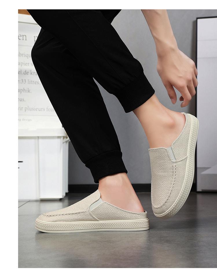 Мужские повседневные летние туфли из парусины без застежек