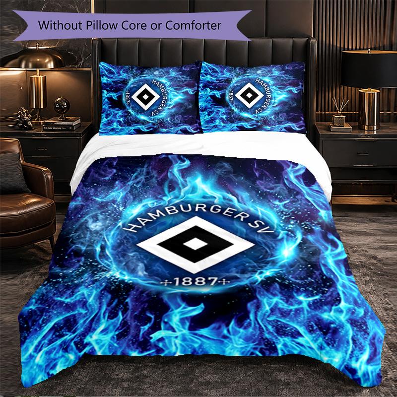 Hamburger SV Football 3 Piece Bedding Set Soft Duvet Cover Set with Pillowcases Printed Bedroom Decor Set for Home