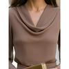 Women's Fashion New Swinging Neck Horn Long Sleeve T-Shirt Workplace Commuter Temperament Spring Top