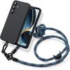Case for Samsung Galaxy A36 5G - Shockproof Black Silicone with Detachable Blue Lanyard