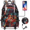 Anime Print USB Charging Backpack for Teens Students Unisex Casual Large Capacity Travel Daypack