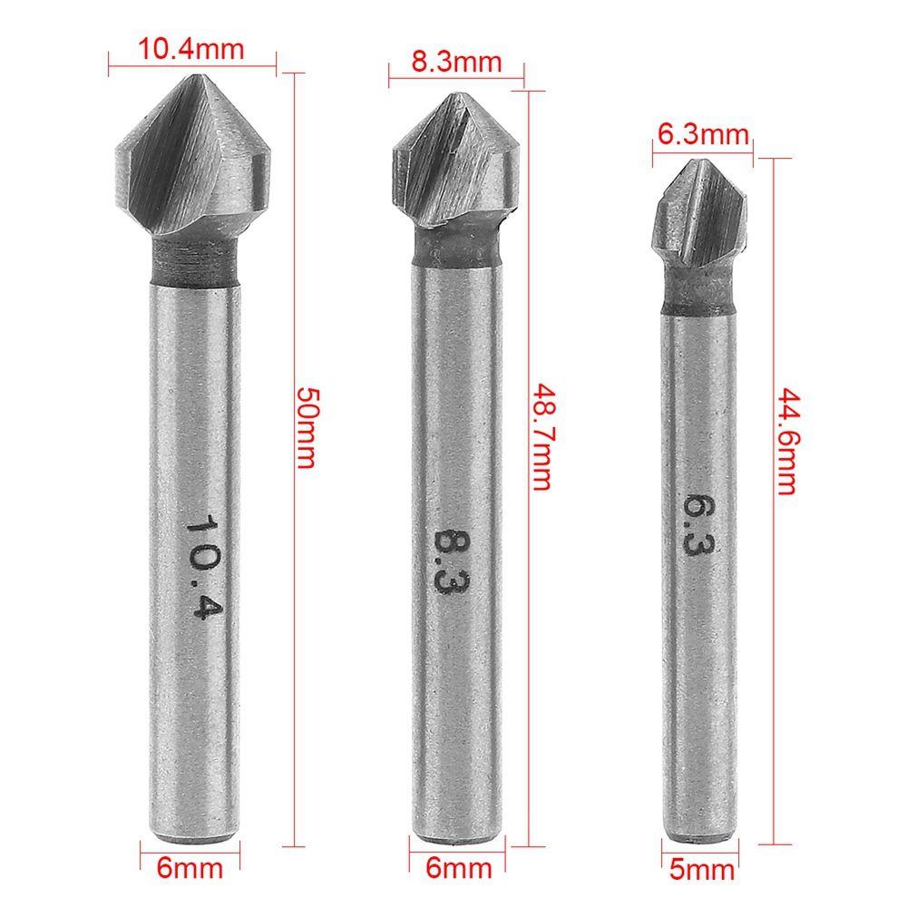 HSS Wood Steel Hard Metals Round Handle Three Edge Chamfer Hand Power Tools Countersink Drill Bit Cutter Tool
