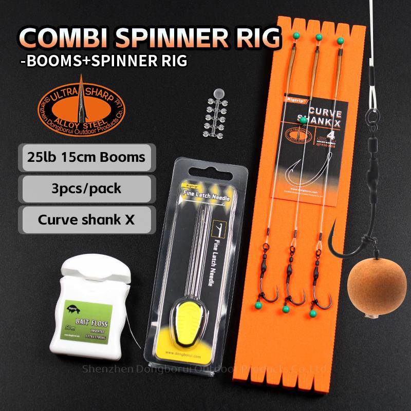 Набор из 6 шт. оснасток для карповой ловли Combi Spinner Rig С бойлами, тонкой иглой с фиксатором, нитью, колпачком, крючками 2 4 6 с покрытием PTFE, изогнутым цевьем, карповыми крючками