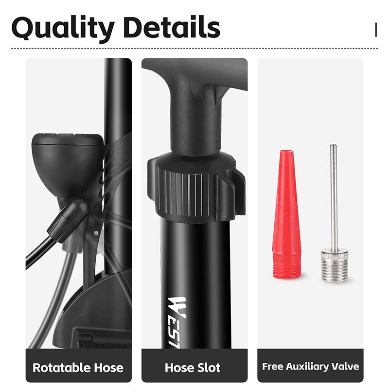WEST BIKING Высоконапорный велосипедный насос 160PSI Клапаны Schrader Presta Dunlop Накачиватель для велосипедных шин 230PSI Складной насос Инструменты для велоспорта