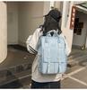 Nylon Middle School Student Schoolbag Waterproof Solid Color Backpack Large Capacity