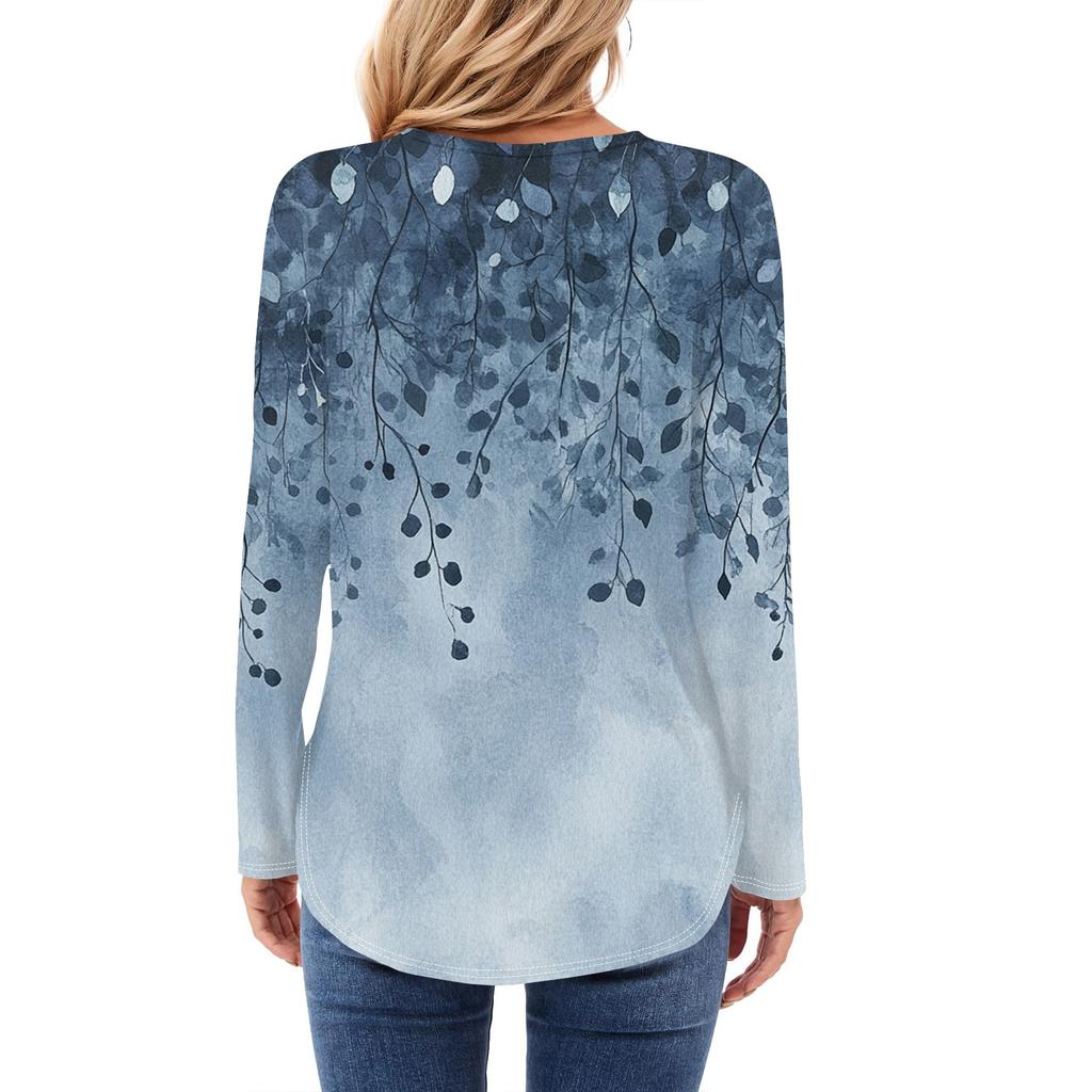 Women's Long Sleeve Shirts Casual Fashion Tunic Tops Crewneck Basic Loose T Shirt