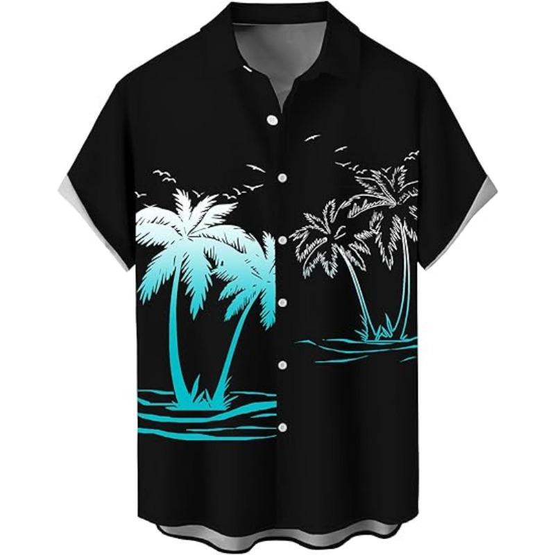 Hawaiian Shirt Men's Loose Short Sleeved Men's Beach Shirt Vacation Casual Shirt