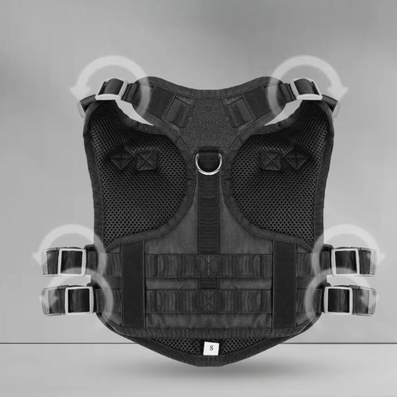 Military Style Oxford Cloth Pet Tactical Chest Back Solid and Durable Dog Vest Multifunctional Large Dogs Leash Explosion Shock Pet Products Supplies