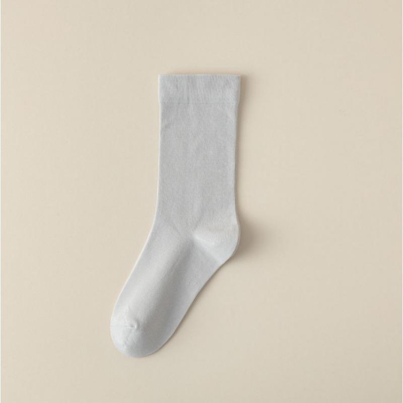 5 пар однотонных хлопковых носков средней длины, трикотажные свободные длинные мягкие повседневные носки на весну и осень, черные, белые, дышащие женские носки