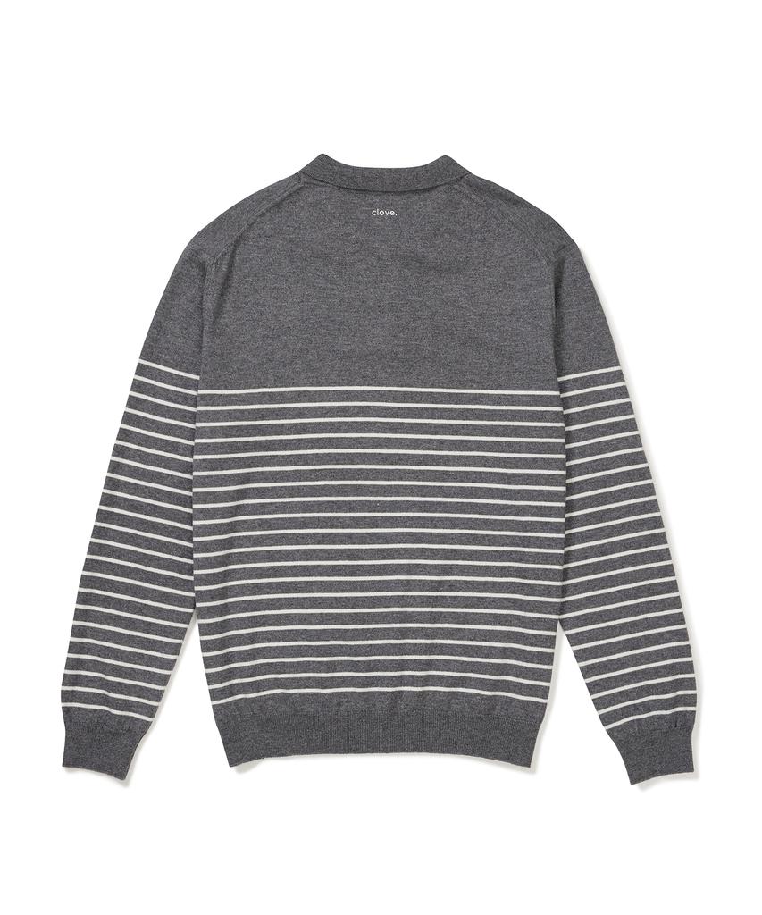 CLOVE [24Fw Clove] Stripe Polo Knit (Grey)