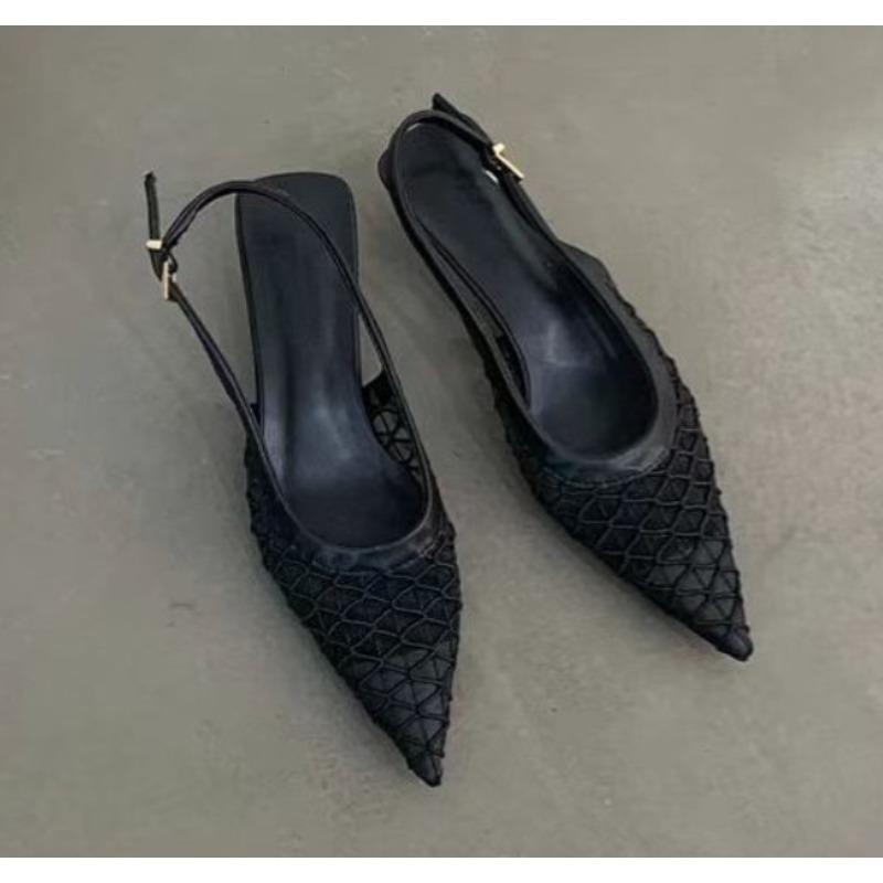 Роскошные сетчатые женские босоножки на каблуке, дизайнерские туфли на среднем каблуке, женские шлепанцы, летний новый стиль, популярные элегантные сандалии для ходьбы