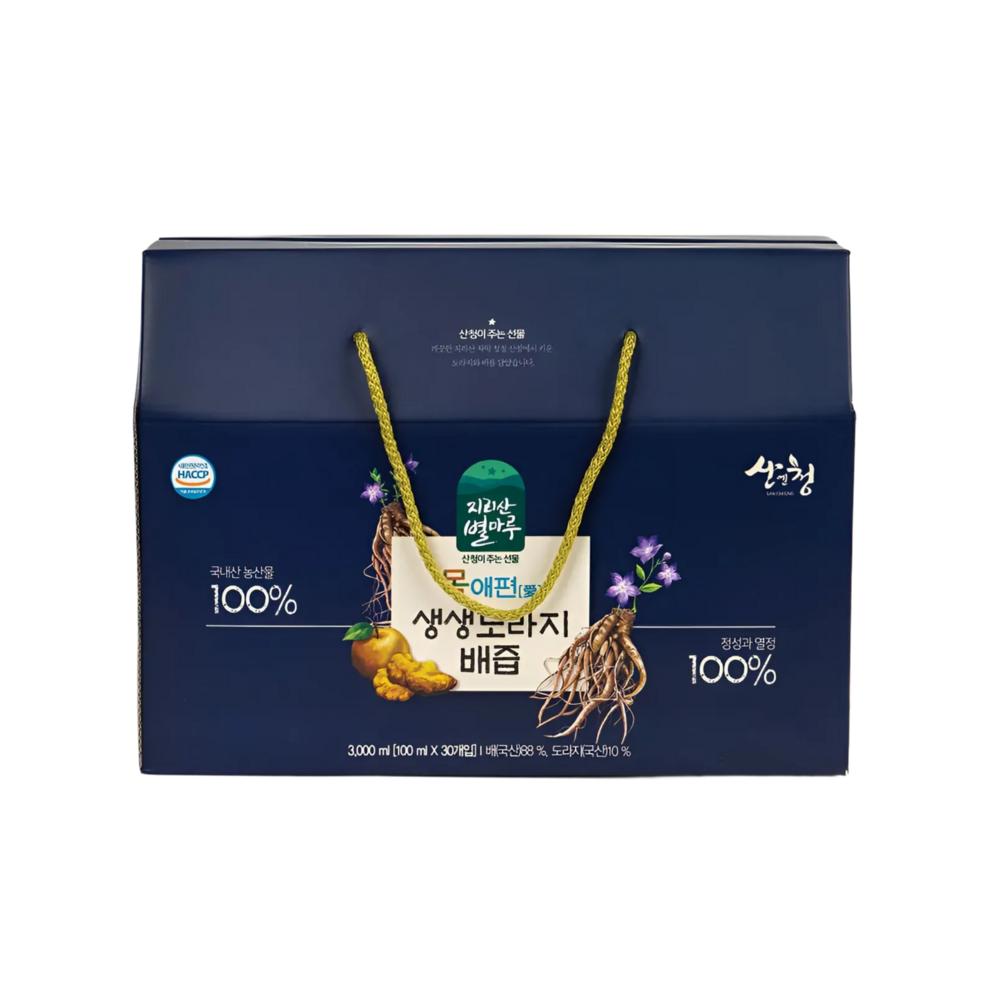 Jirisan Byeolmaru Mokaepyeon Fresh Balloon Flower & Pear Juice 100ml 30 Packets Jirisan 3-Year-Old Medicinal Balloon Flower & Pear Health Juice 1 Box