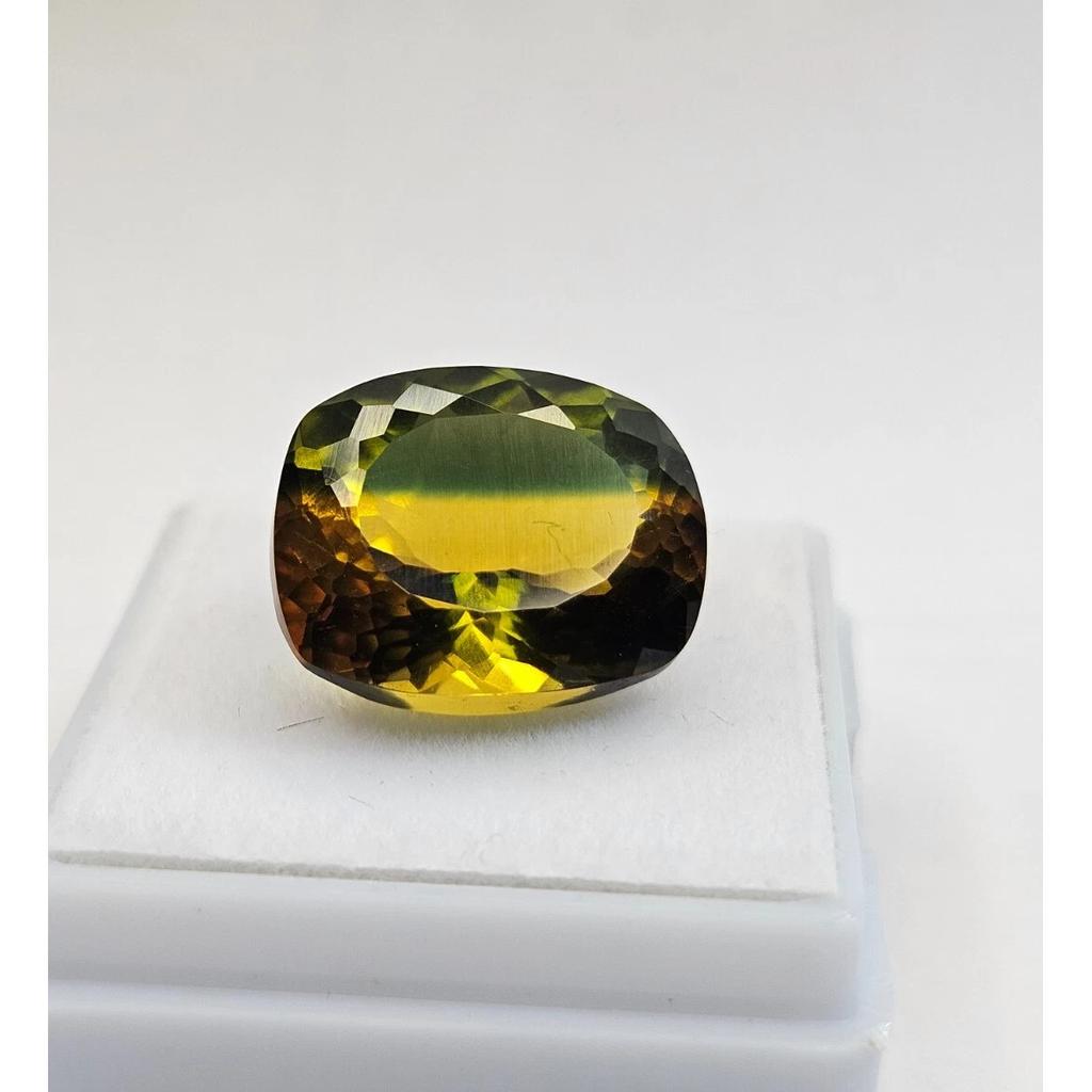 Natural Bi-Color Tourmaline Cushion Cut 10-12 Ct Stunning Certified Gemstone