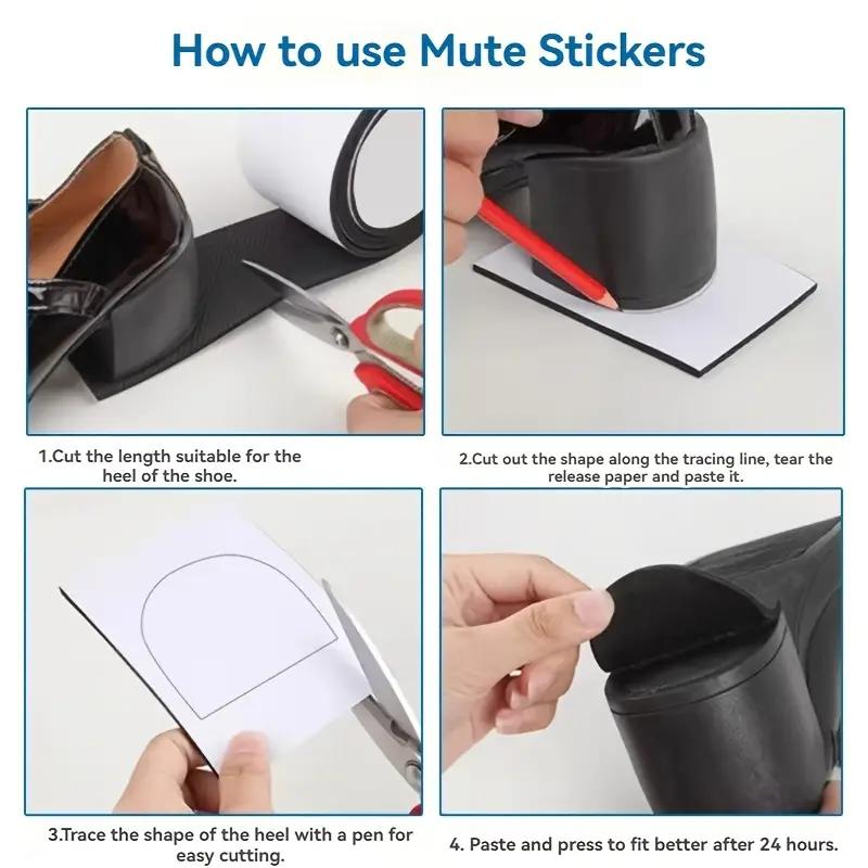 Самоклеящаяся лента для ремонта подошвы обуви, ширина, противоскользящая, шумоподавляющая, для высоких каблуков, кроссовок и сандалий